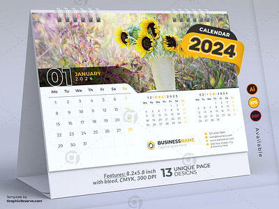 Desk Calendar 2024 Template with Flower Design business calendar business desk calendar design calendar 2024 clean calendar design colorful calendar creative calendar desk calendar desk calendar 2024 didargds calendar minimal calendar modern calendar new year calendar office calendar 2024 professional calendar 2024 professional desk calendar 2024 stationery design table calendar 2024 trending design trendy calendar visualgraphics