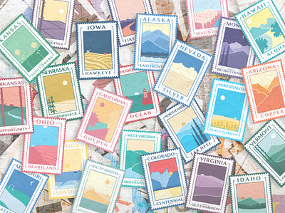 State Stamp Project graphic design illustration stamps states