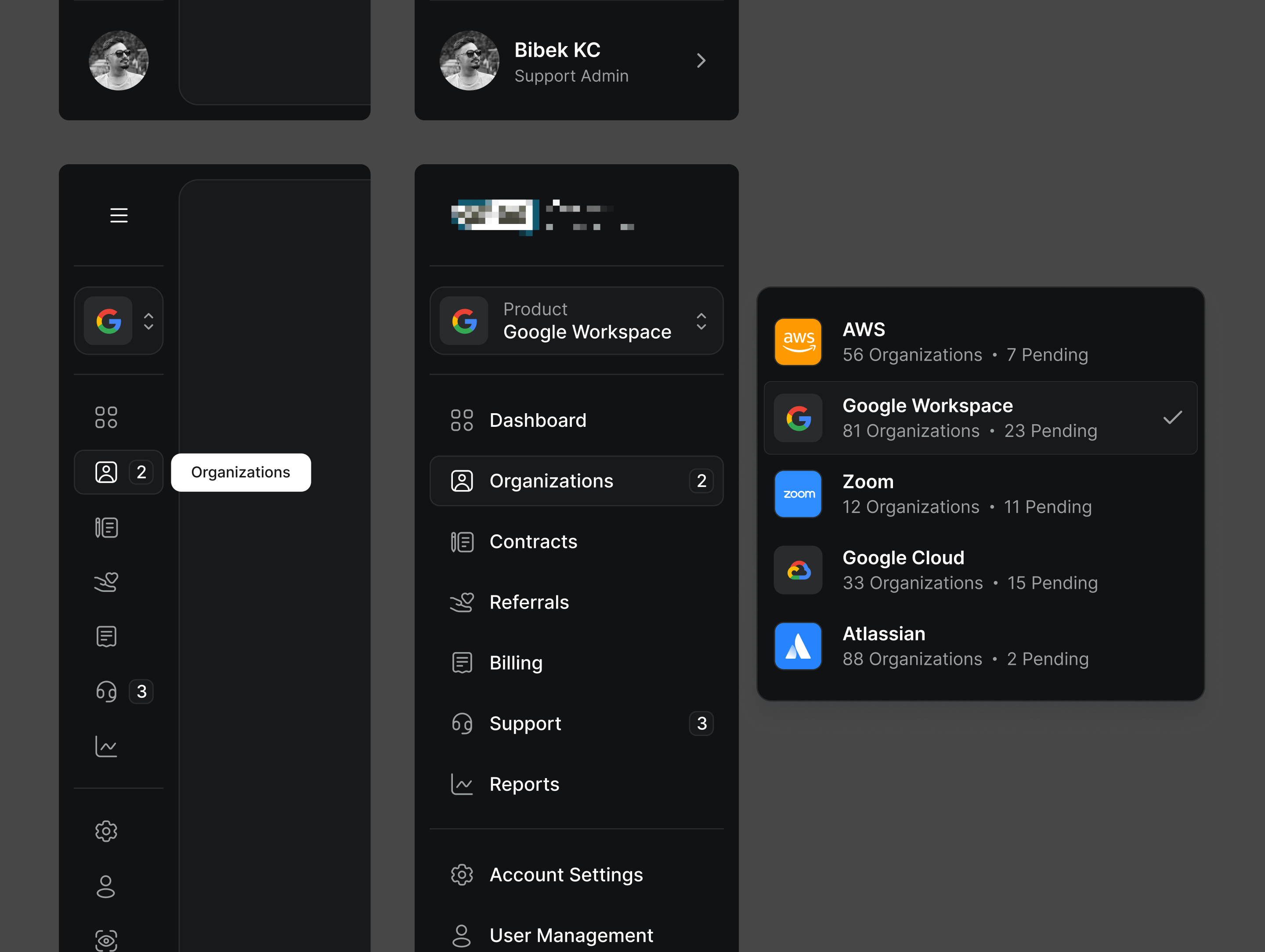 Side navigation - Dark Mode components dashboard inter product design side navigation sidebar sidepanel submenu ui ux