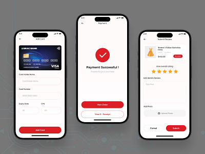 E-commerce Add card, payment , and Submit Review page design app add card app dailyui design e commerce mobile app payment product shop submit ui ux