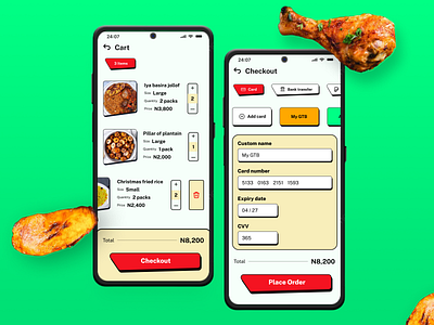 Neo Brutalism Style Food Order Checkout Daily UI app checkout daily ui delivery food jollof neo neo brutalism ui ux.