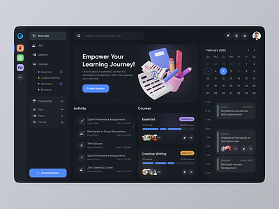 Education SAAS App 3d app dashbord design education ui ux