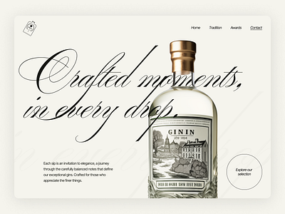 Gin Company Website Landing Page Inspiration above the fold alcohol company design elegant gin gin tonic landing minimal modern ui ux