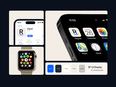 Regnet - Legal tech branding apple watch appstore branding color codes legal legal tech mockup playstore ui
