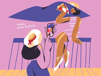 Napoli, storie di pizza character design cover editorial illustration magazine photo pizza procreate sunset woman