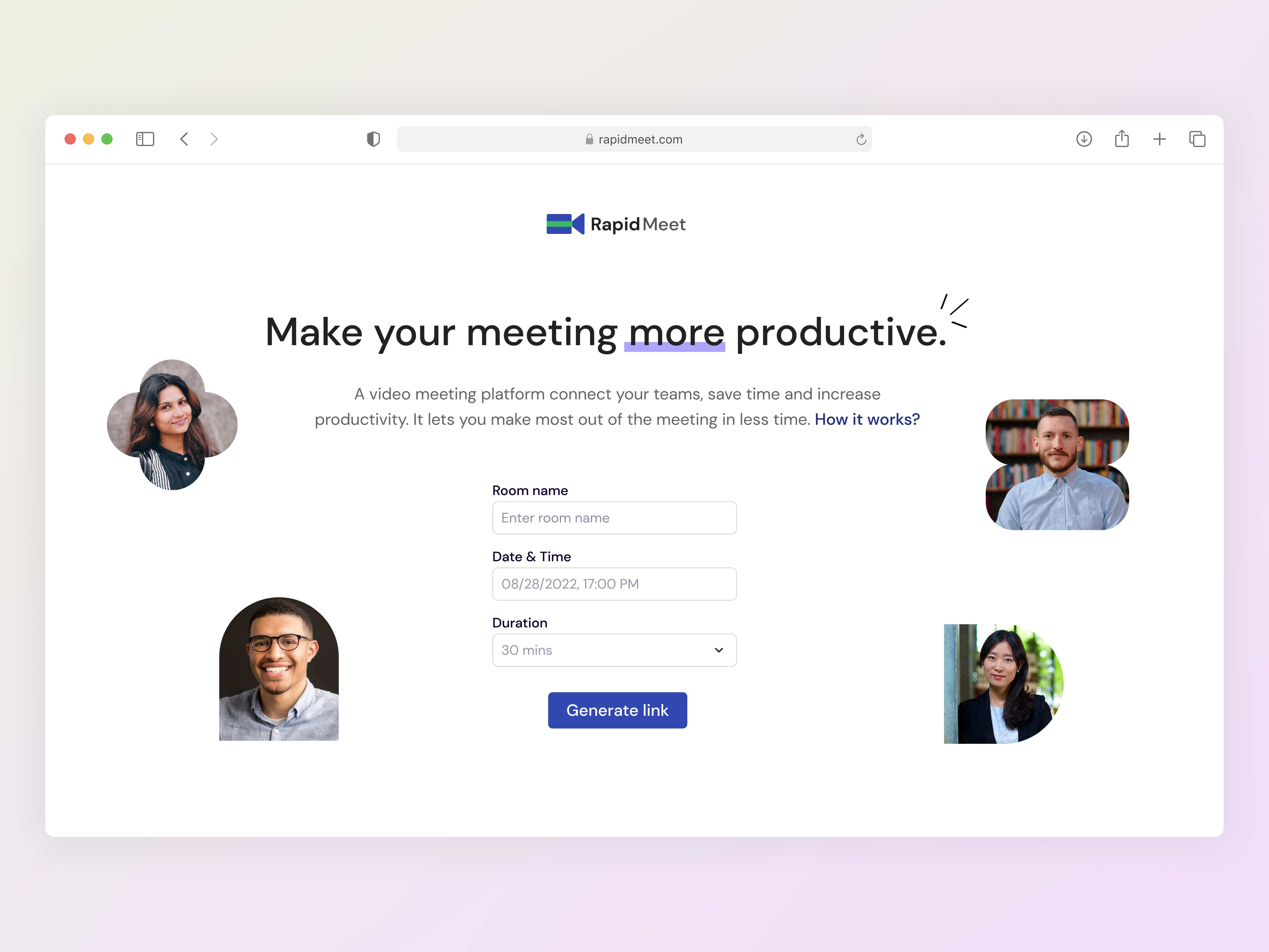 RapidMeet Hero Section meeting hero section meeting ui meeting website ui web design website ui