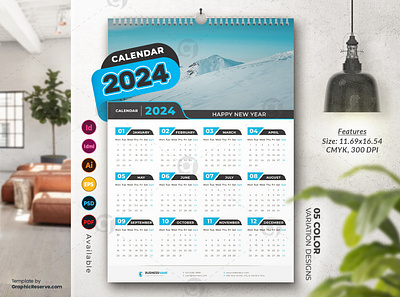 Snow Full Mountain 1-Page Wall Calendar 2024 Template 1 page wall calendar 1 page wall calendar 2024 business calendar business wall calendar 2024 calendar 2024 clean calendar design clean design creative calendar didargds calendar modern calendar new year 2024 new year calendar office calendar office calendar 2024 one page calendar 2024 professional calendar 2024 stationery design trendy calendar visualgraphics wall calendar 2024