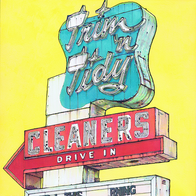 TRIM -N-TIDY illustration ink neon vintage signs