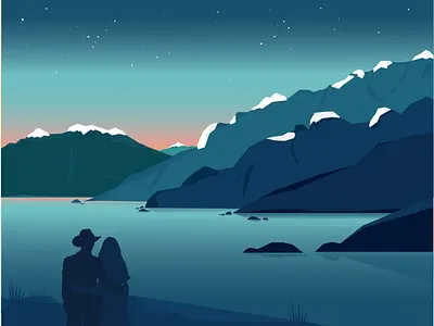 Sunset mountains adobe illustrator graphic design illustration mountains vector