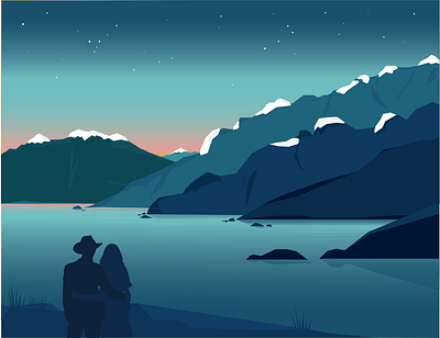 Sunset mountains adobe illustrator graphic design illustration mountains vector