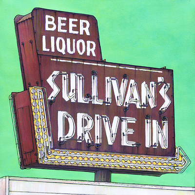 SULLIVAN'S analog illustration ink vintage sign vintage signs