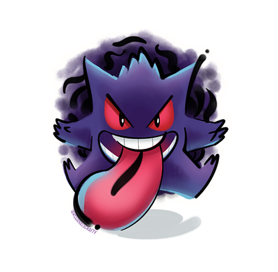 094: Gengar art design digital gengar ghost illustration pokemon procreate sticker
