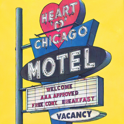 HEART-O-CHICAGO analog illustration ink neon vintage sign vintage signs