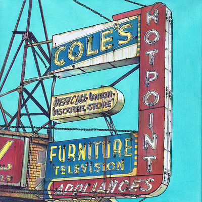 COLE'S HOT POINT analog illustration ink vintage sign