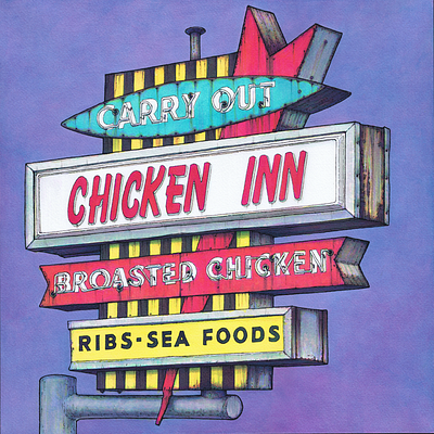 CHICKEN INN analog illustration ink vintage sign