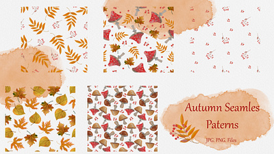 Акварельні патерни illustration акварель гриби листя осінь патерни