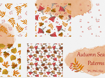 Акварельні патерни illustration акварель гриби листя осінь патерни
