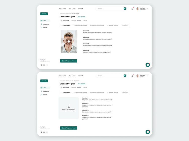 HRM Candidate Video Interview Dashboard by RPWDS on Dribbble