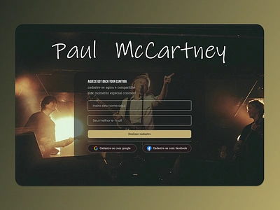 Paul McCartney sign-up design graphic design site ui ux web