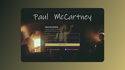 Paul McCartney sign-up design graphic design site ui ux web