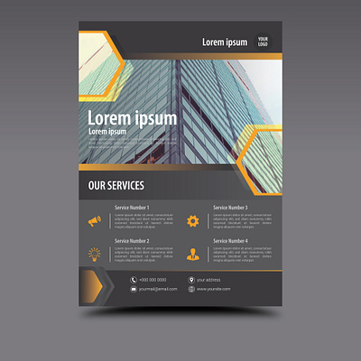 Business Service Flyer Template branding business flyer gray yellow