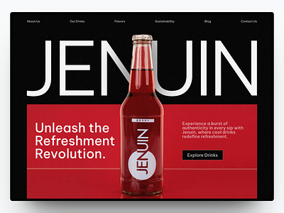 Jenuin - Cool Drink Website beverage branding cool drink design graphic design landing page store ui web design website