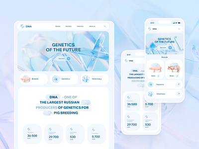 DNA-Home page app b2b blue business clean data dna genetic ios minimal mobile molecule phone pig product ui ux white