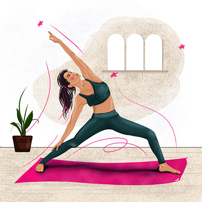Yoga for beginners. Position 1. book illustration caracter illustration illustration art portrait raster