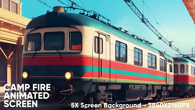 5x Animated Screen virtual Train backgrounds, stream overlay