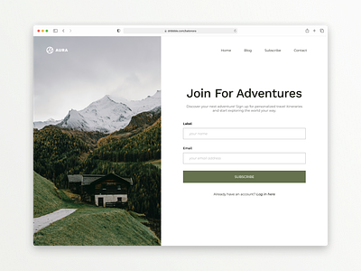 Daily UI Challenge #001 adventure creative design inspo digital nomad graphic design journey newsletter sign in sign up subscription travel ui ui inspiration uiux user experience user interface ux web design