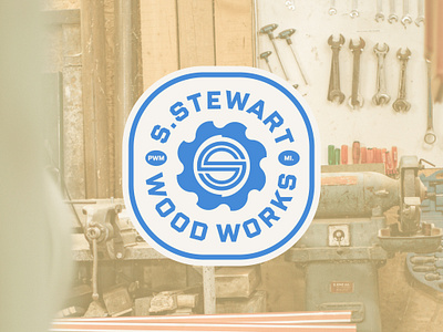 S. Stewart Wood Works badge design graphic design illustration saw wood working