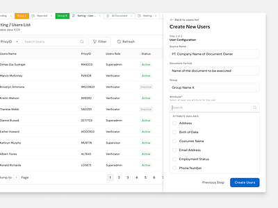 PrivyInsight Project: Create New Users Sidebar clean design design system ui ux web white