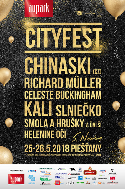 Cityfest Piestany Poster, Pop Rock music festival chinaski design designer gold golden graficky dizajner grafik graphic kali music festival piestany pop poster richard muller rock slovakia slovensko