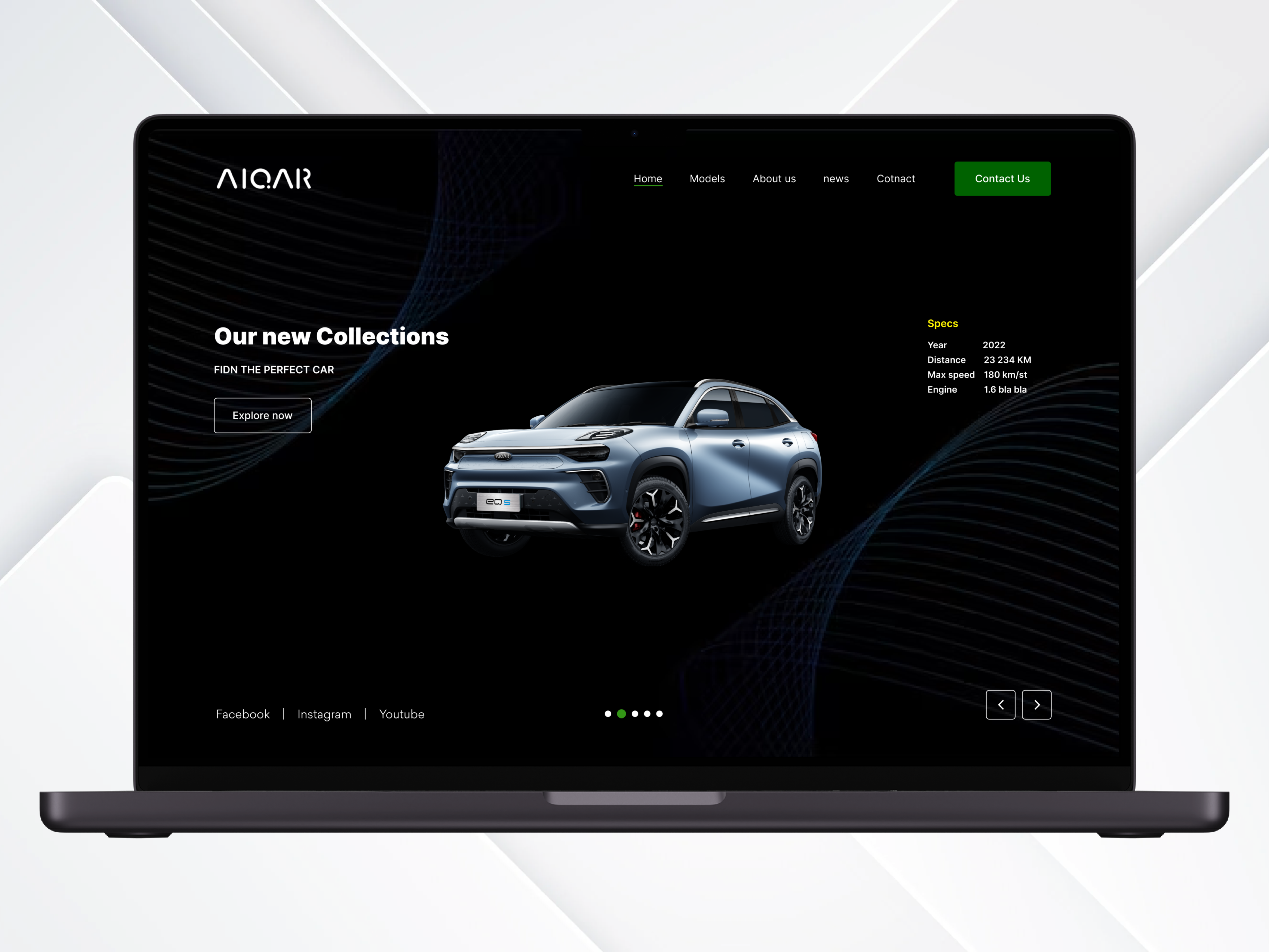 car website hero section / car website landing page ui