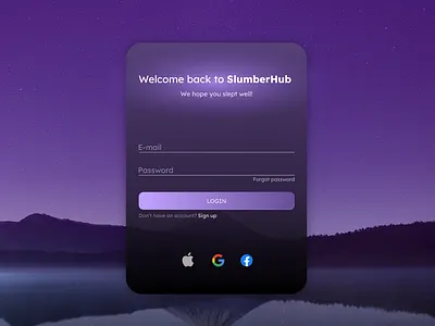 SlumberHub login screen dailyui