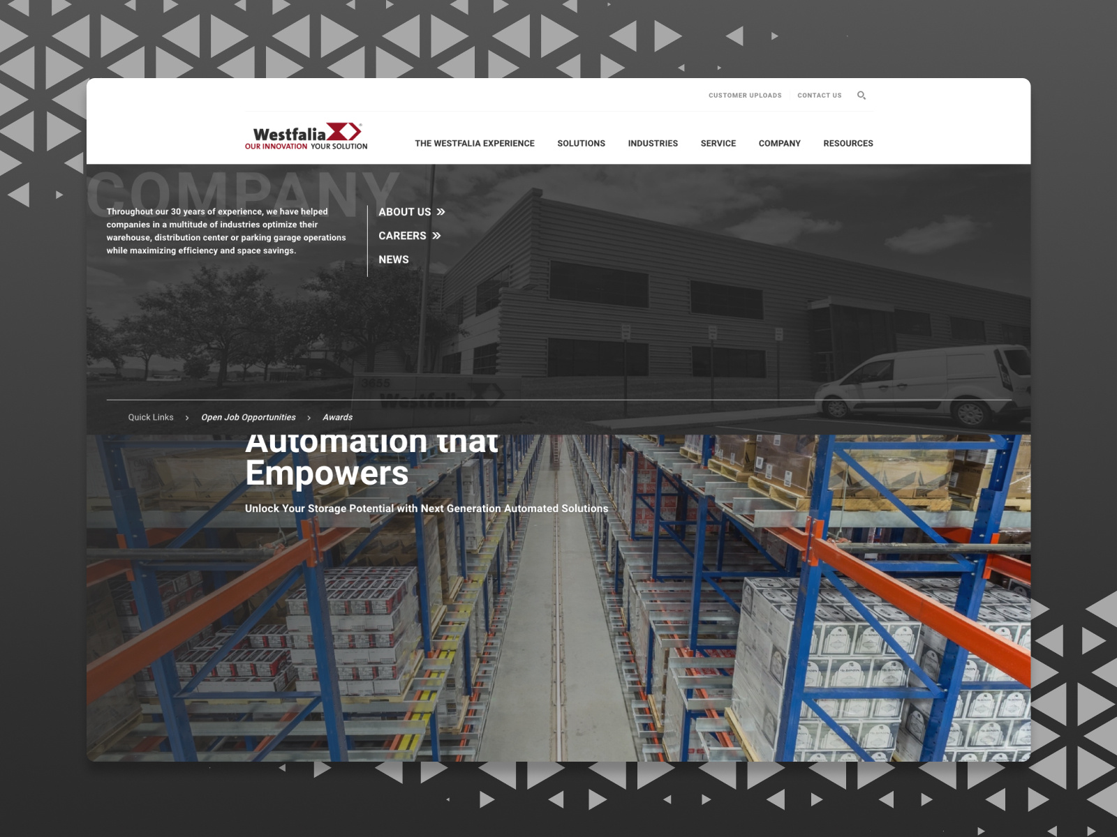 Westfalia Desktop Navigation brand content design desktop design dropdown graphic design main navigation menu navigation quick links ui uiux ux visual design web design