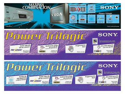 SONY Power Trilogic VHS Shelf Talker branding graphic design pop print media