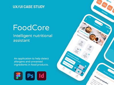 FoodCore - Mobile App UX/UI Case study ai app case study design figma in progress indesign mobile app ui user flow user journey map user persona uxui case study