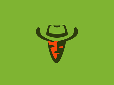 Carrot Cowboy Logo brand branding carrot cowboy design for sale head logo mark nagual design plant