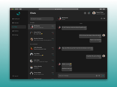 Chats/Massenger chats dark dark theme dashboard design logo messanger ui web website