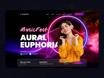 Eventiva - Music & Bands Events Landing Page concert booking concert landing page concert ui design concert website music concert music concert landing page music event music event landing page music web soloist concert ticket booking ticket landing page website stage map