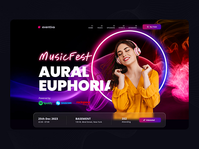 Eventiva - Music & Bands Events Landing Page concert booking concert landing page concert ui design concert website music concert music concert landing page music event music event landing page music web soloist concert ticket booking ticket landing page website stage map