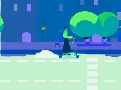 Electric Scooter boy electric scooter motion graphics town