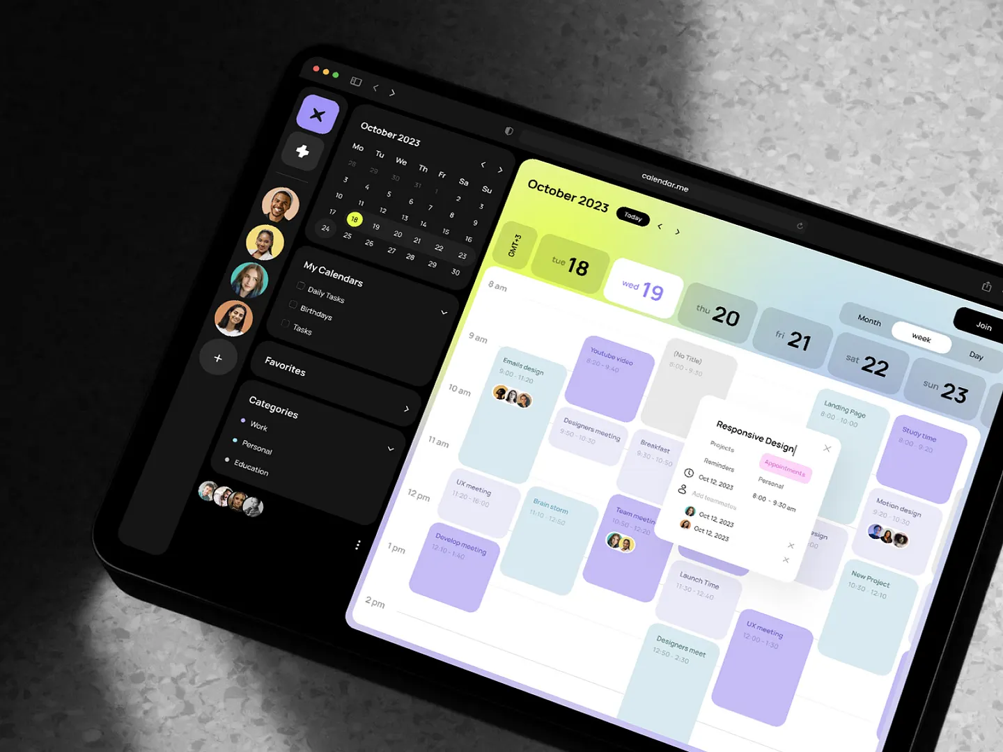 Modern Calendar View Design for Enhanced Productivity