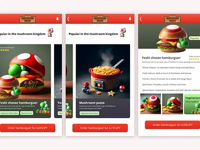 Kinopio Delivery App app food hambruguer nintendo restaurant