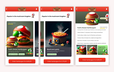 Kinopio Delivery App app food hambruguer nintendo restaurant