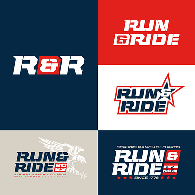 Run & Ride Logos badge branding design graphic design illustration logo type vector