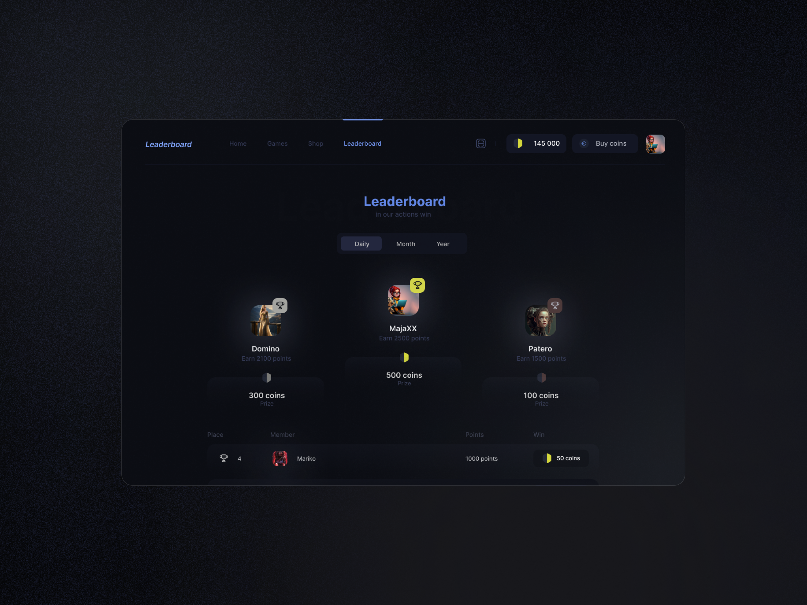 Daily UI - Leaderboard blockchain casino countdown crypto daily dailyui dark dashboard gambling game gaming leaderboard ntf prize rank ranking reward ui ux