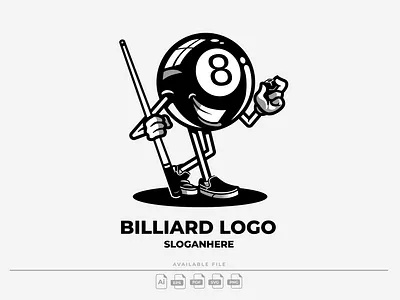 Billiard Mascot Logo ball ball8 billiard cartoon design graphic design icon illustration logo mascot vector