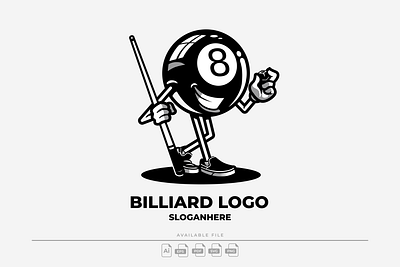 Billiard Mascot Logo ball ball8 billiard cartoon design graphic design icon illustration logo mascot vector